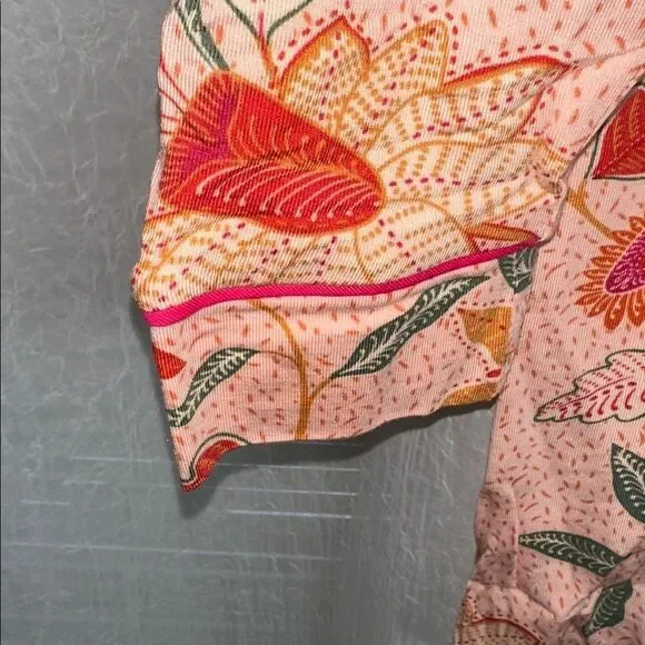 Spartina 449 XXS Botanic Garden Peach Pink Boho Floral Long Sleeve Sleep Shirt - Picture 11 of 16
